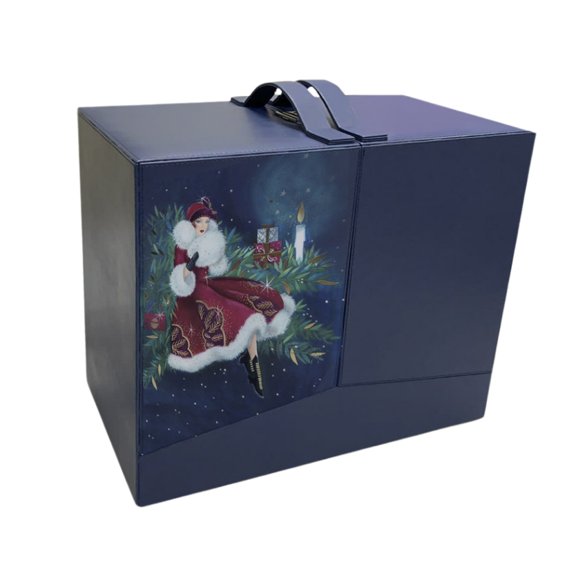 Праздничная коробка из экокожи с дизайном