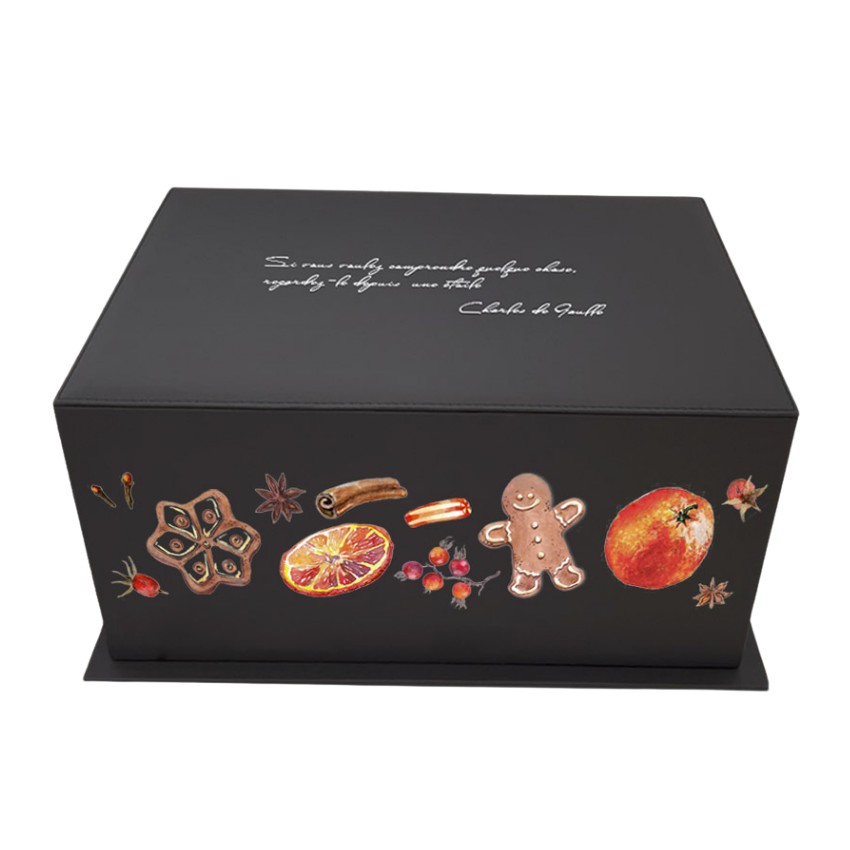 Чёрная коробка из экокожи с декором