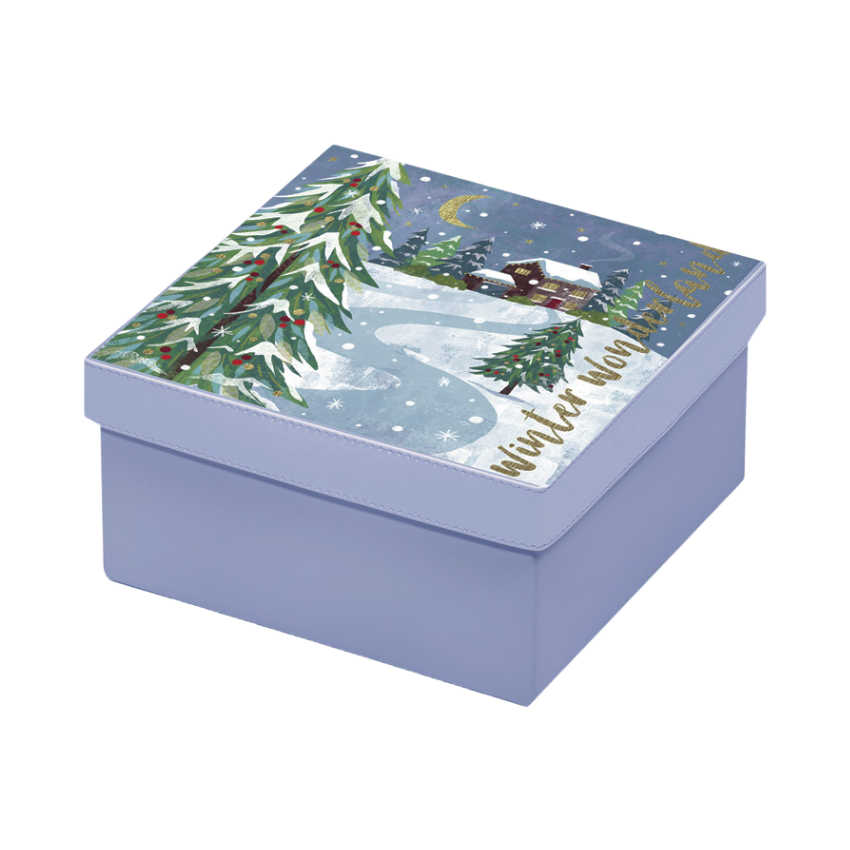 Коробка из экокожи крышка-дно с дизайном