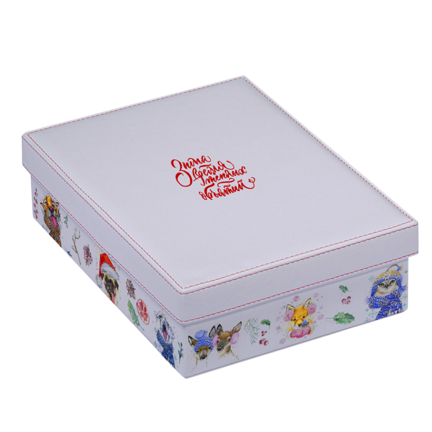 Коробка из экокожи с иллюстрациями