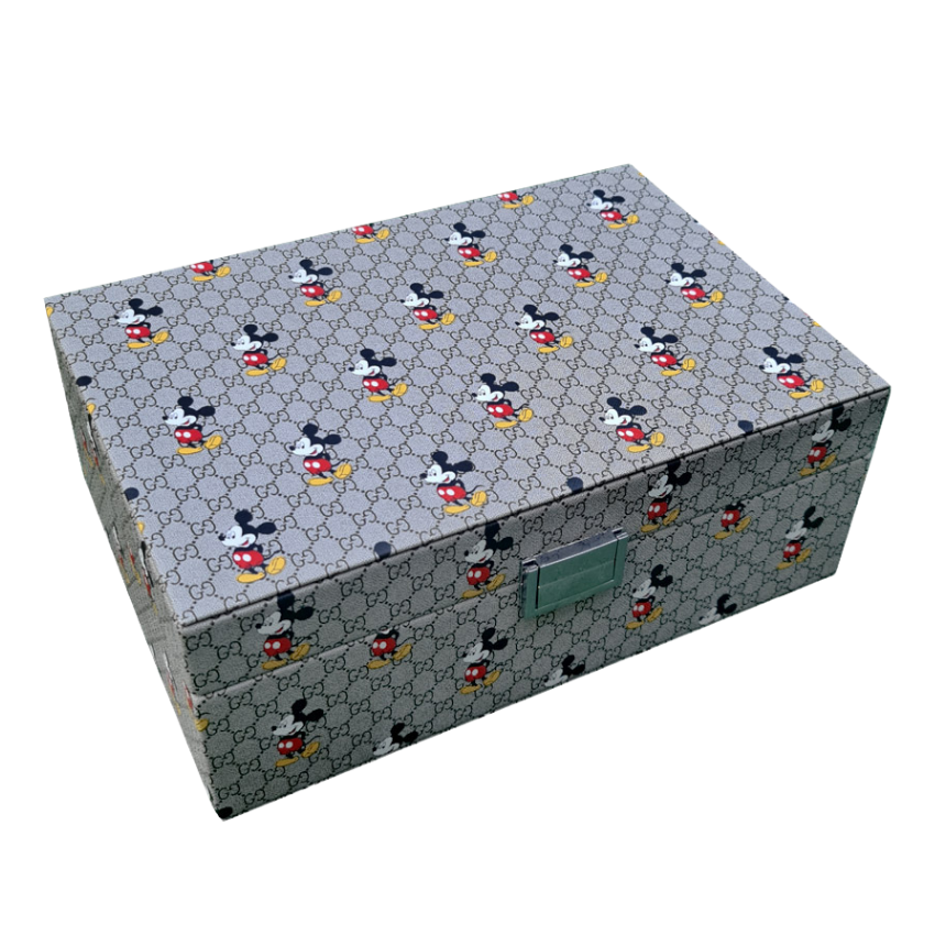 Коробка из экокожи с принтом и фурнитурой