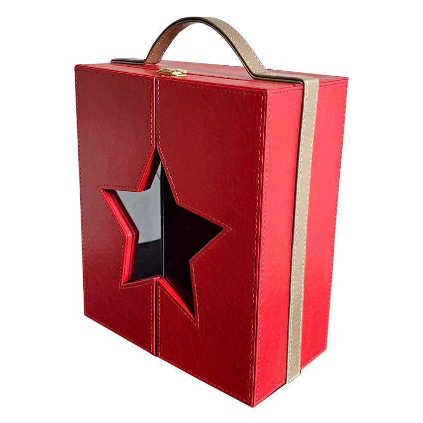 Коробка из экокожи с ручкой и звёздным окном